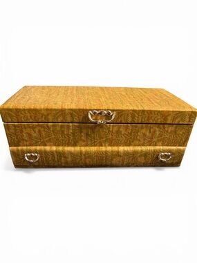 Lady Buxton 1970's Jewelry Box Glove Box Yellow Orange Floral